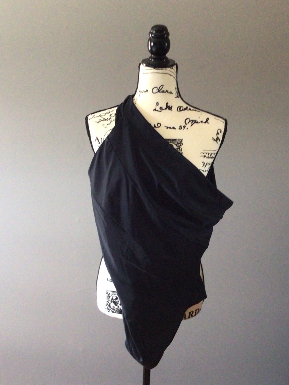 summersalt Sidestroke Black One-Shoulder Draped One-Piece Swimsuit